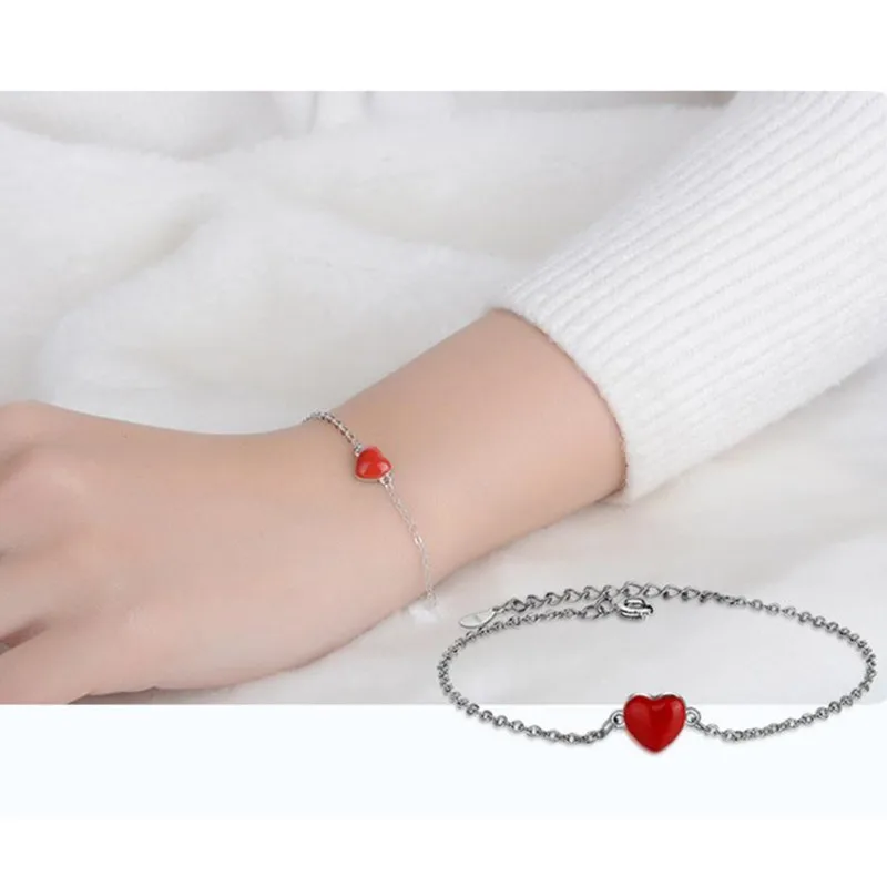 

TJP Cute Heart Girl Bracelets Accessories Top Quality Female 925 Sterling Silver Anklets Jewelry Fashion Lady Birthday Bijou Hot