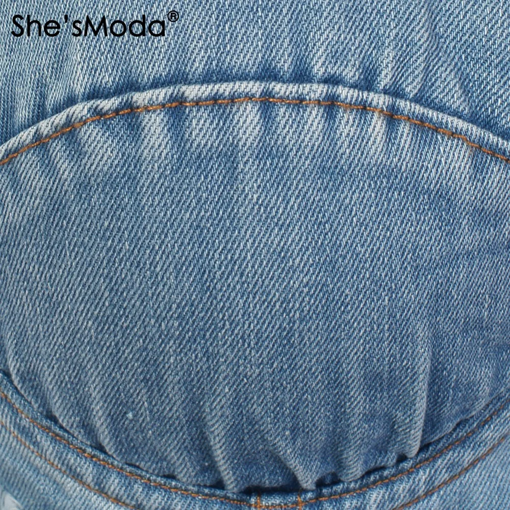 She'sModa Новый Вырез джинсовый пуш ап бюстье женский Бралетт укороченный Топ жилет