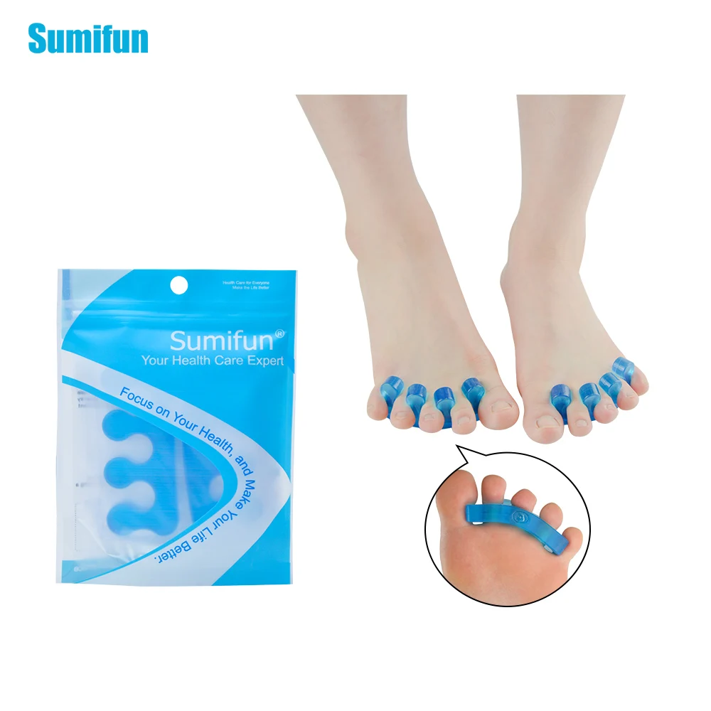 

2Pcs Silicone Gel Foot Fingers 3 Hole Toe Separator Thumb Valgus Protector Bunion Adjuster Hallux Valgus Guard Feet Care Z54401