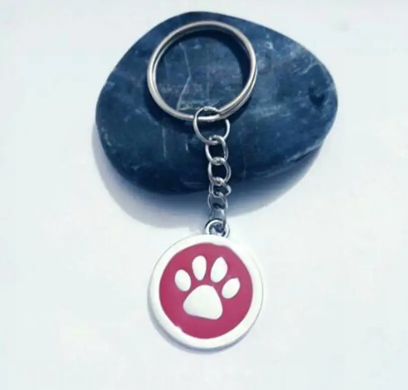 

1Pcs Drop Glaze Enamel Cute Dog Footprints Teddy Dog Keychain For Keys Car Bag Charm Key Ring Handbag Couple Key Chain Jewelry