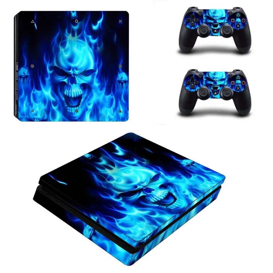 

PS4 Slim Skin Sticker Vinyl Skull Decals Set for Sony Playstation 4 Slim Console for Dualshock 4 Controller Stickers
