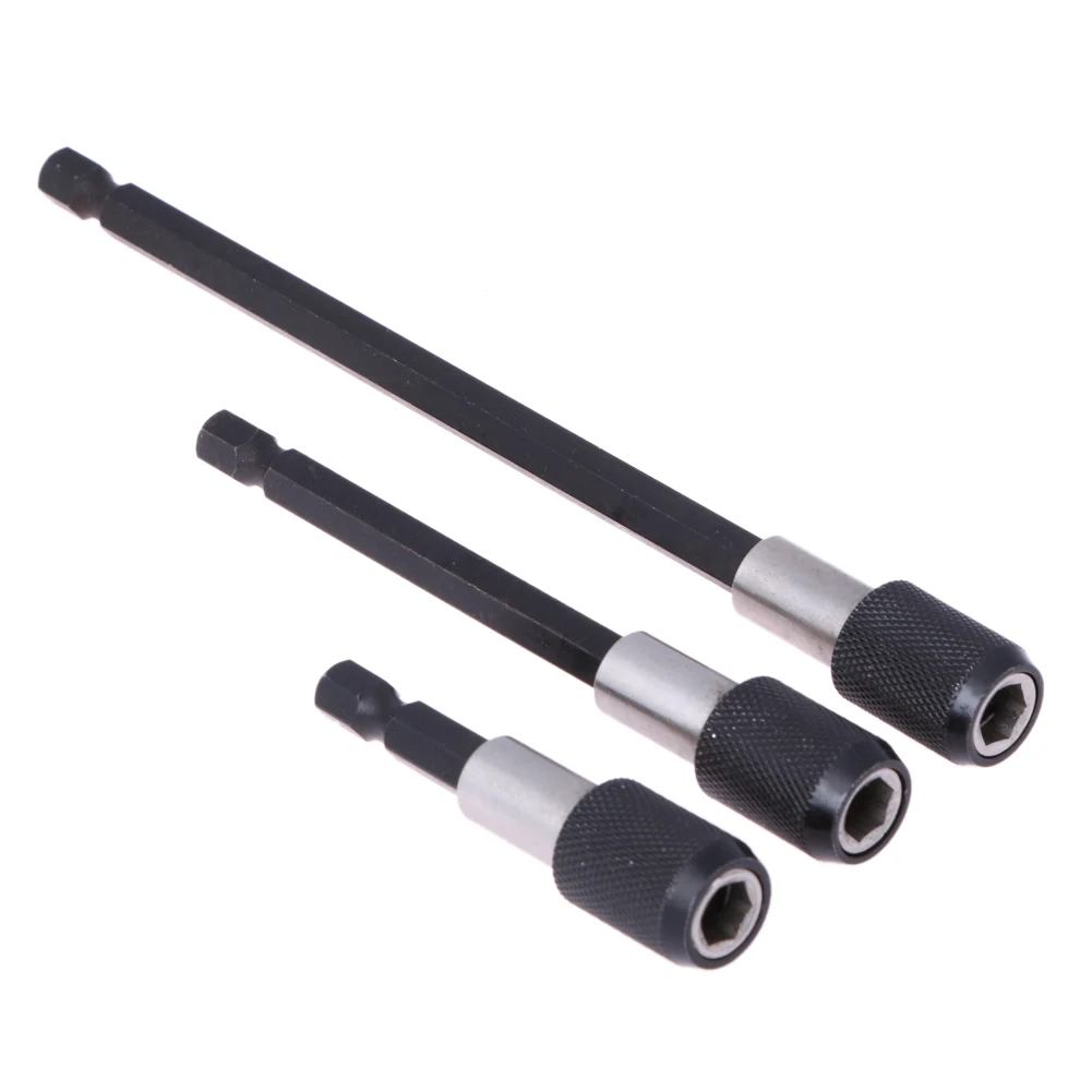 

3pcs New 60/100/150mm Magnetic Screwdriver Extension Bit Quick Release 1/4" Hex Shank Tools Holder Tool Drill Bit Set