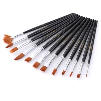 

Nylon oil brush acrylic painting watercolor brush set art painting 12 sticks Toy blue rod Learning practice training boy girl