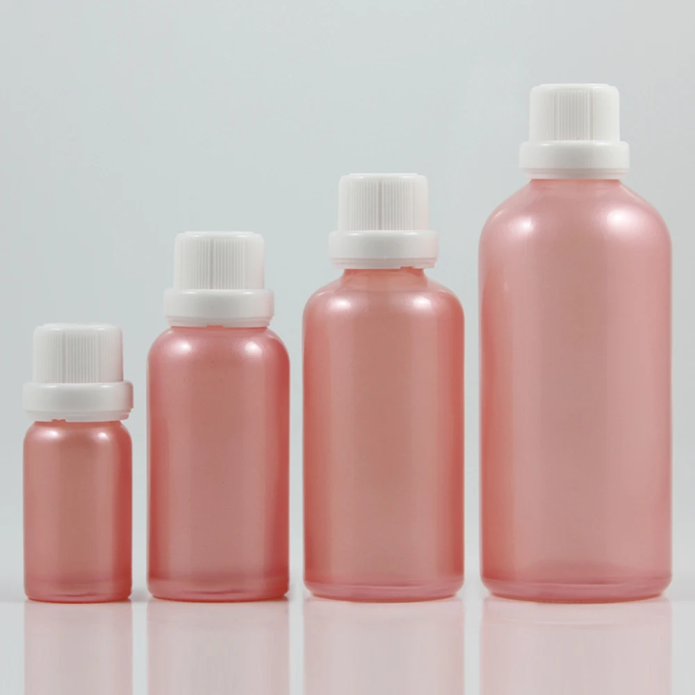 Recipiente de Óleo Essencial de Vidro Rosa com Branco com Tampa de Rosca Frasco de Óleo Atacado Burglarproof Onça Vazio 30 ml Essencial Pcs 1 50 1 Cheap Garrafas reutilizáveis