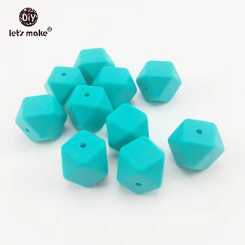 

Let's Make 17mm 10PC Hex Geometric Beads Silicone Food Grade Making Jewelry Necklace Beads Nursing Accessories Toys Baby Teether