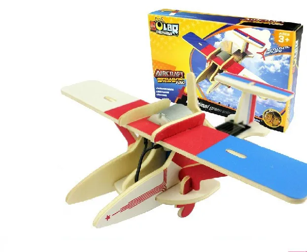 Educational toy science and technology P260 dragonfly solar plane 3d jigsaw puzzle assembly model wooden game