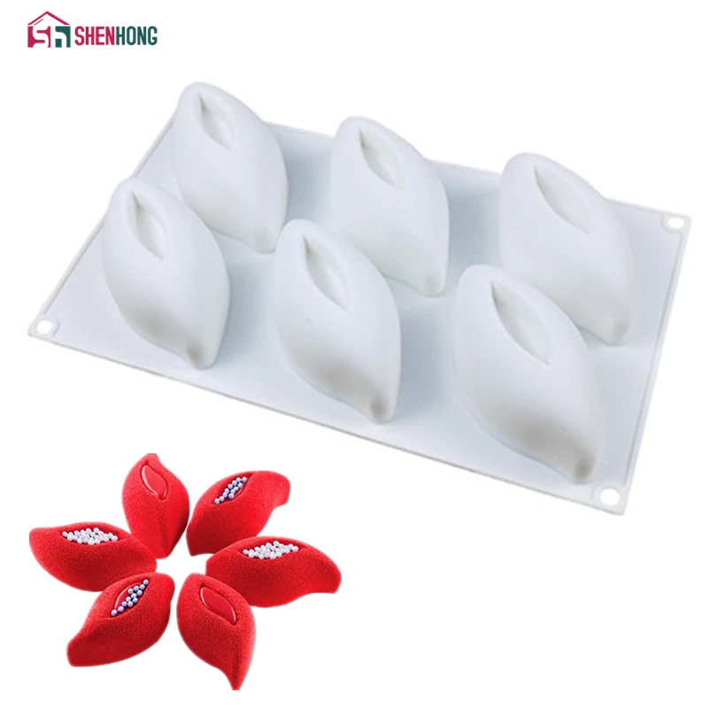 

SHENHONG 6 Holes Silicone Lovely Pea Mousse Mold For Baking Cake Dessert Fondant Mould Chocolates Moule Pastry Pan Bakeware