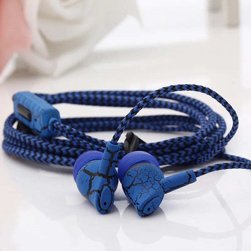 5 Colors SF A10 Crack Braided Headset With Mic Wire Stereo Earphone In