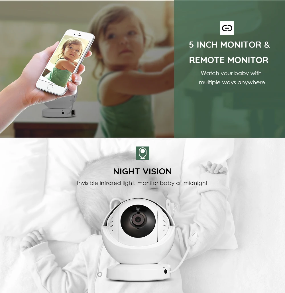 HD ЖК-дисплей для новорожденных, монитор для сна с масштабируемым ночным видением, Цифровая цветная камера для сна