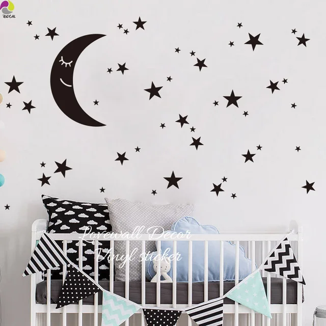 Cartoon Moon Star Wall Sticker Kids Room Baby Nursery Cute Es Cartoon Moon Star Wall Sticker Kids Room Baby Nursery Cute Es Stars Decal