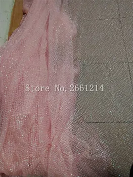 

Beautiful dots shinning glitter Embroidered net Lace Fabric Glued Glitter tulle fabric for sexy dress BZL-4.2116 in light pink