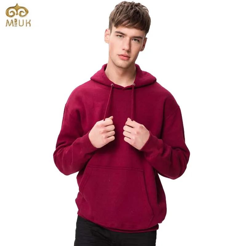 MIUK 11.11 2017 Solid Hip Hop Men Hoodies 3XL XXL Hooded Thick Winter