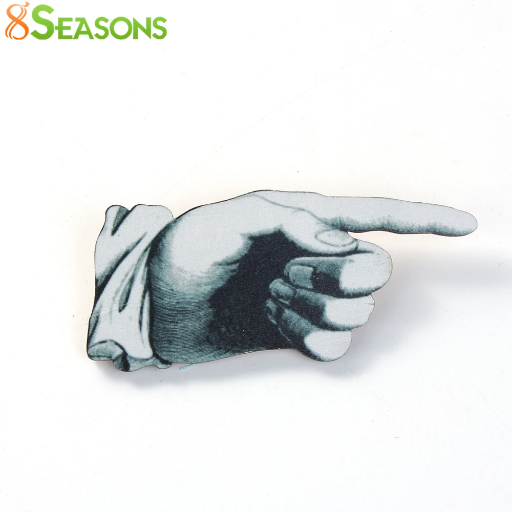 

8SEASONS Wood New Safety Pin Brooch Fashion Champion Gesture Unisex Garment Accessories Jewelry 6.4cm x4.4cm, 1 PC