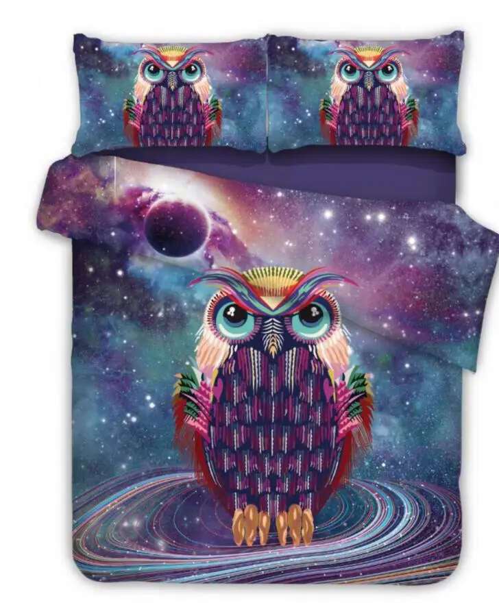 

Galaxy Owl Printed Bedding Set Duvet Cover Sets Queen King Quilt Cover Bed Linen