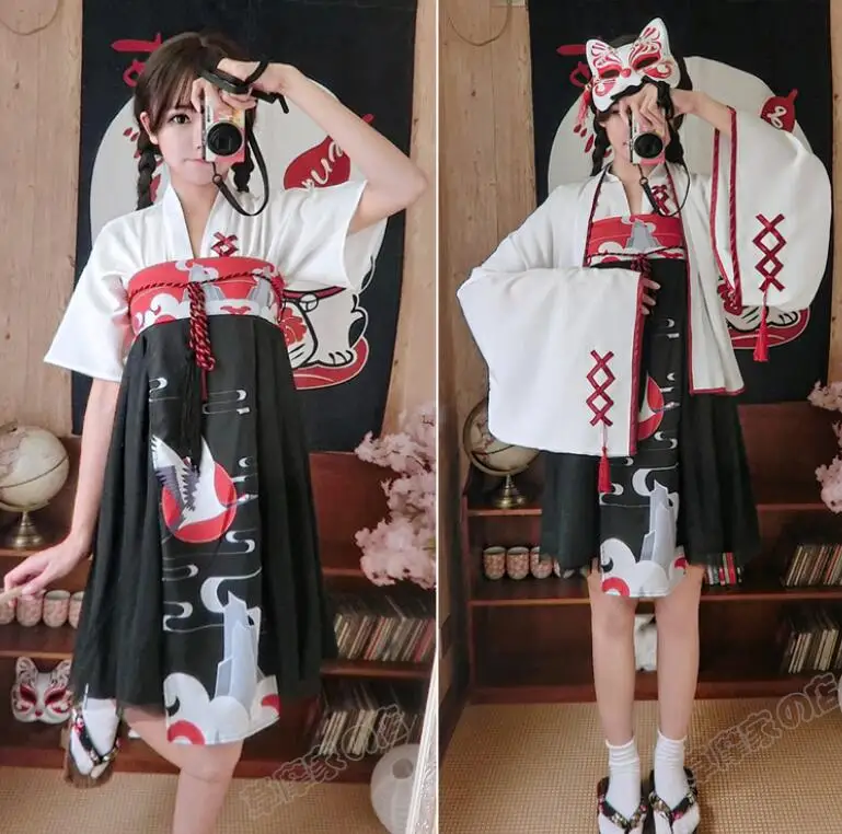 

Sagittal feather handle carp flag and wind printing improvement and clothing feather knitted jacket, pleated skirt lolita SET