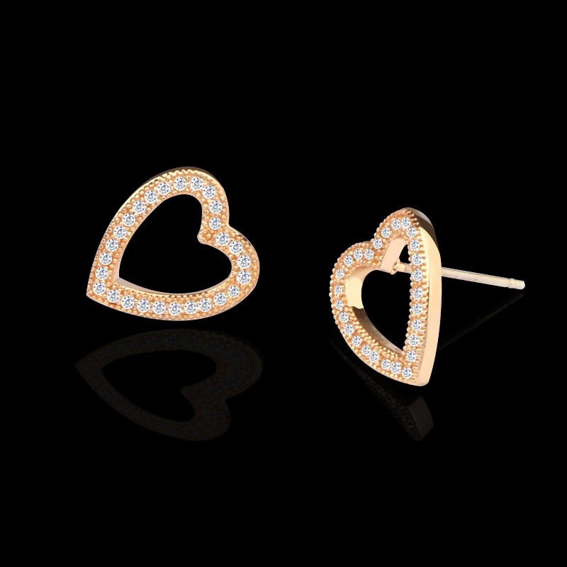 CHUKUI Hot Fashion Brincos Stud Oorbellen Gold Rhinestone Heart Shaped Earrings Zirconia Pave Earring  (3)