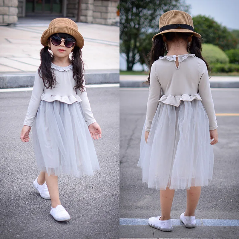 2015 Cotton Long Sleeve Girls Dress Casual Hot Spring and Autumn Party