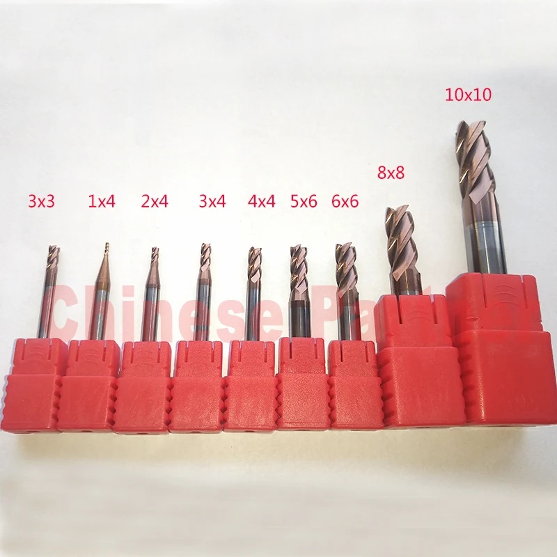 1 pc 1mm, 2mm, 3mm, 4mm, 5mm, 6mm, 8mm, 10mm hrc55 4 플루트 나선형 비트 밀링 커터 공구 초경 cnc 엔드 밀 라우터 비트
