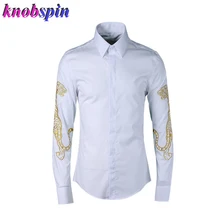 Overbearing Tiger рубашка с вышивкой для мужчин НОВАЯ тонкая Повседневная Деловая Мужская рубашка с длинными рукавами однотонная хлопчатобумажная сорочка homme