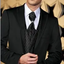 Несерийный черный Для Мужчин's Жениха Смокинги Костюмы для друзей жениха для свадьбы или выпускного бала, официальные платья, Костюмы и пиджаки Костюмы для жениха(пиджак+ брюки+ жилет+ галстук-бабочка