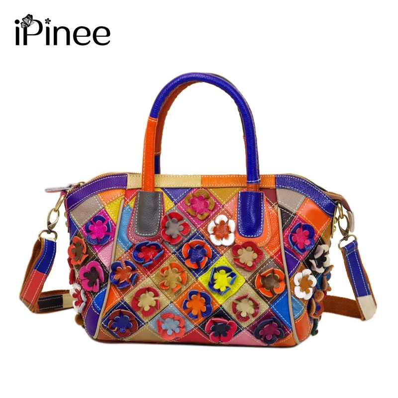 Handbag Cat Perched On Tree Genuine Leather Tote Rivet Bag Shoulder Strap Top Handle Women