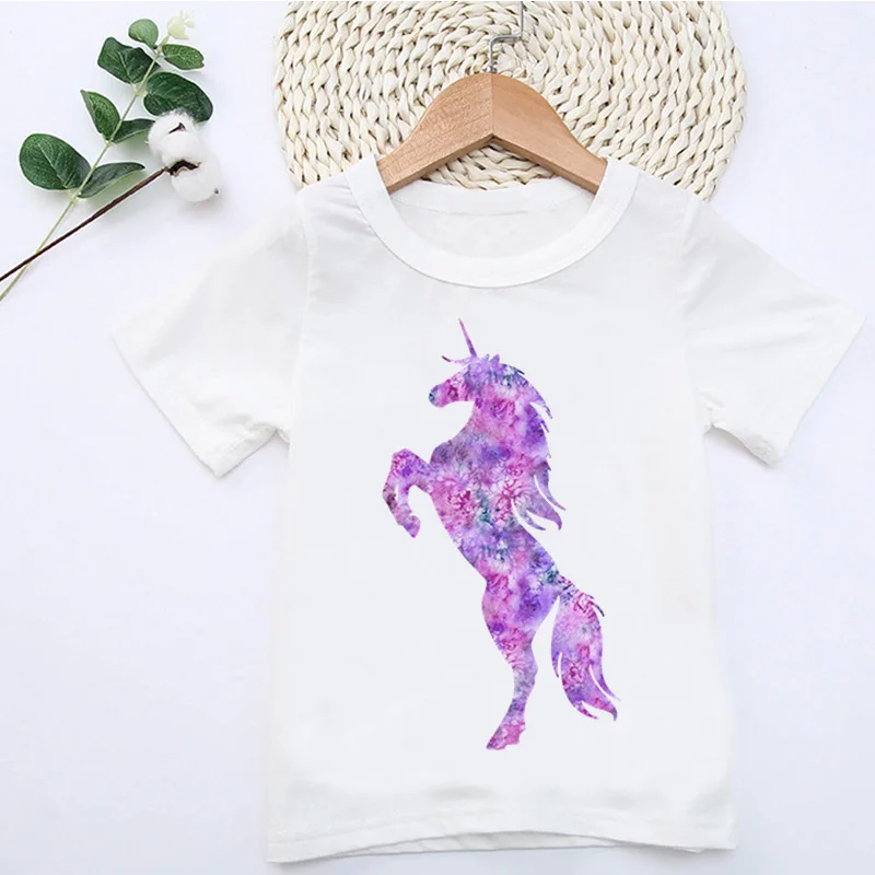 Летняя футболка для мальчиков с принтом лошади и животных, Модные топы для девочек в стиле Харадзюку, милая Удобная футболка с круглым вырезом и короткими рукавами для детей