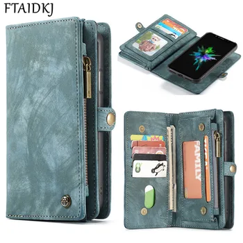 

Multifunction PU Leather Zipper Wallet Case For iPhone XS Max XR X Magnetic Detachable Filp Case For iPhone 7 8 6 6S Plus Cover
