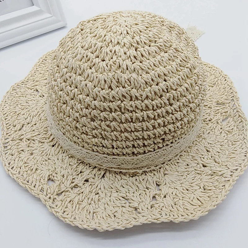 Сезон: весна–лето детская соломенная шляпа пляжная Панама для девочек тени ребенка Рыбацкая шляпа цвета хаки
