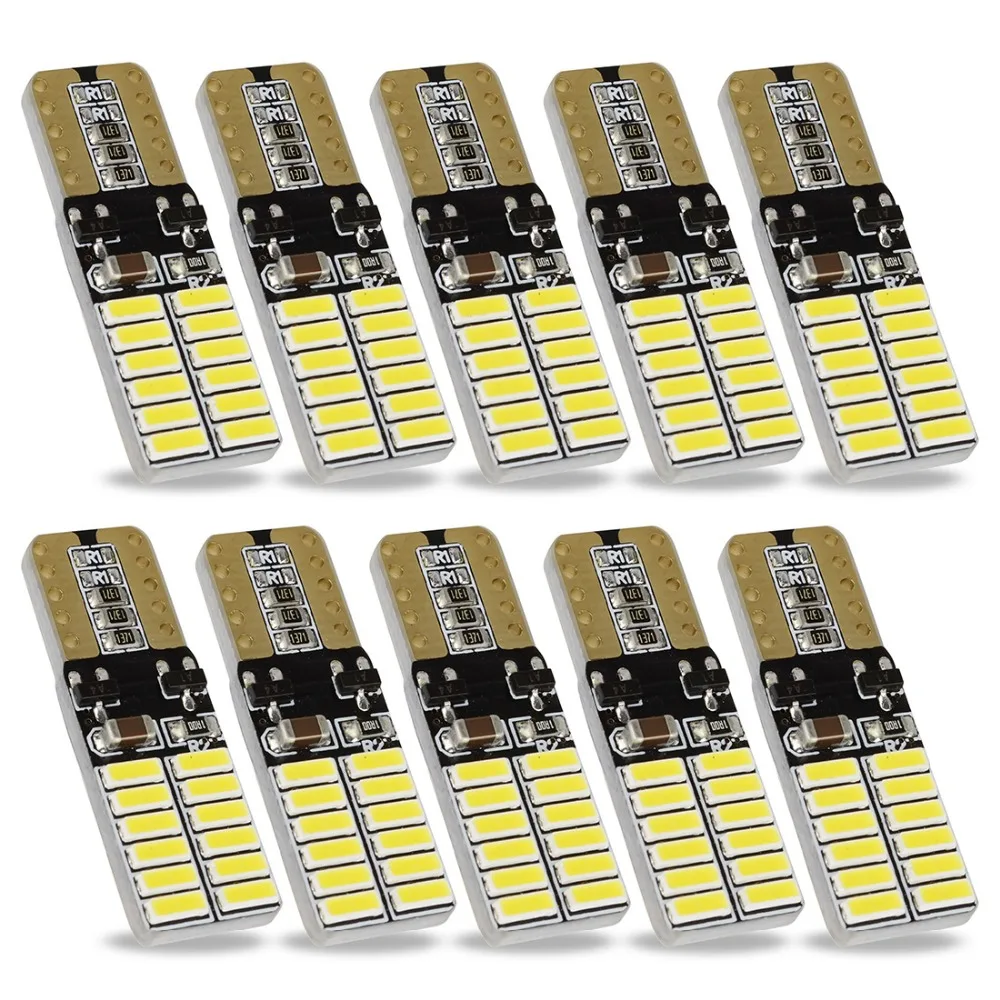 Safego 10 шт. W5W светодиодный Canbus 194 168 T10 лампочки 4014 24 SMD автомобильный Interiror для чтения