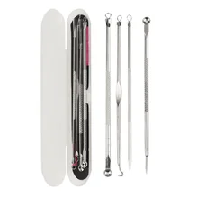 4 шт./компл. двухсторонняя иголок для удаления угрей, Удаление прыщей, угрей прыщи комедоны уход за лицом уход за кожей Инструмент Нержавеющая сталь