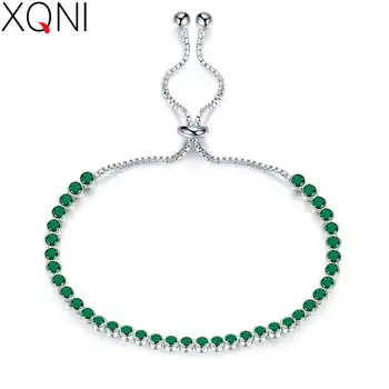 

XQNI Round 3mm Cubic Zircon Tennis Bracelet For Women Clear Blue Green Purple Black Birthstone Crystal Bracelet Jewelry