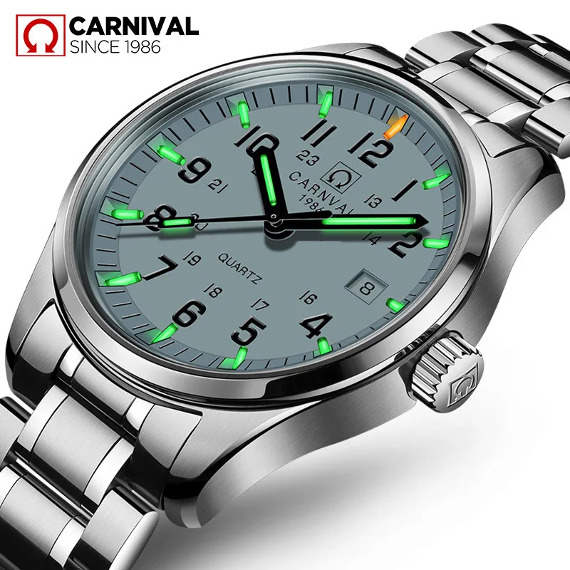 Часы Carnival T25 Tritium светящиеся мужские армейские часы топовый бренд Роскошные