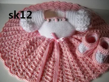 

Crochet Baby Dress, Infant, Plum, White