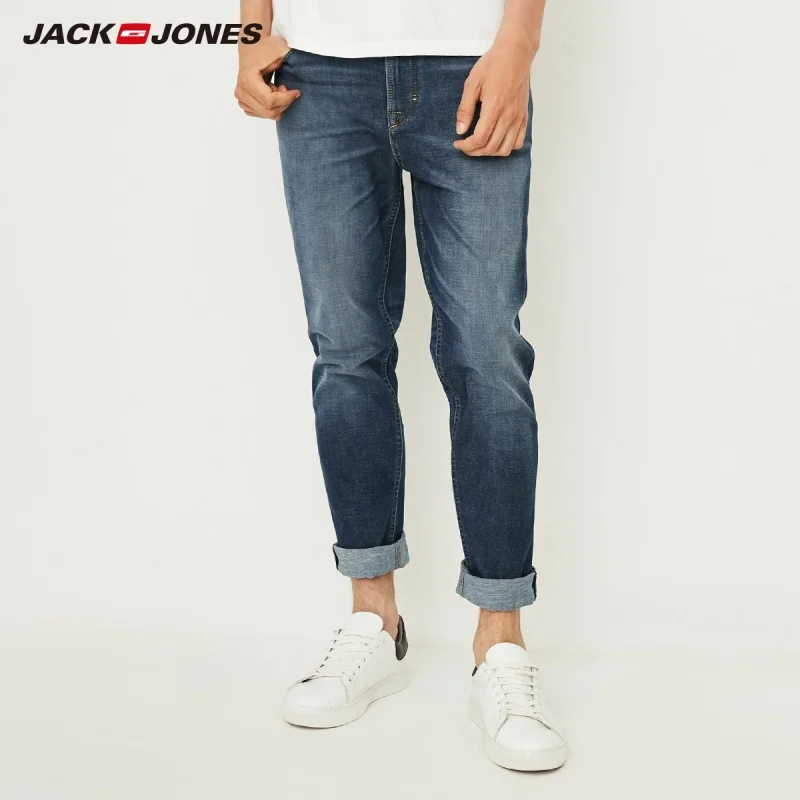 Мужские Стрейчевые обтягивающие укороченные джинсы JackJones джинсовые брюки