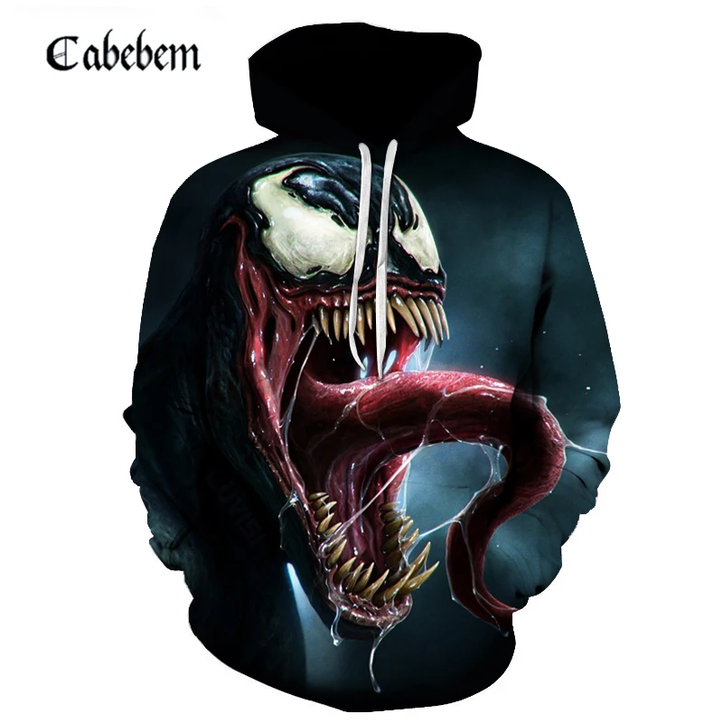 

2019 hot new sweatshirt custom venom 3D printing hoodie unique pullover shirt men's clothing fashion women's / men's hoodies