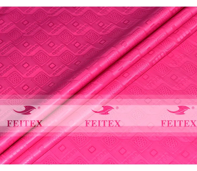 

2018 New Fashion Jacquard Cotton Fabric 10 Yards African Bazin Riche Dyed Guinea Brocade Feitex Rose Red Free Shipping