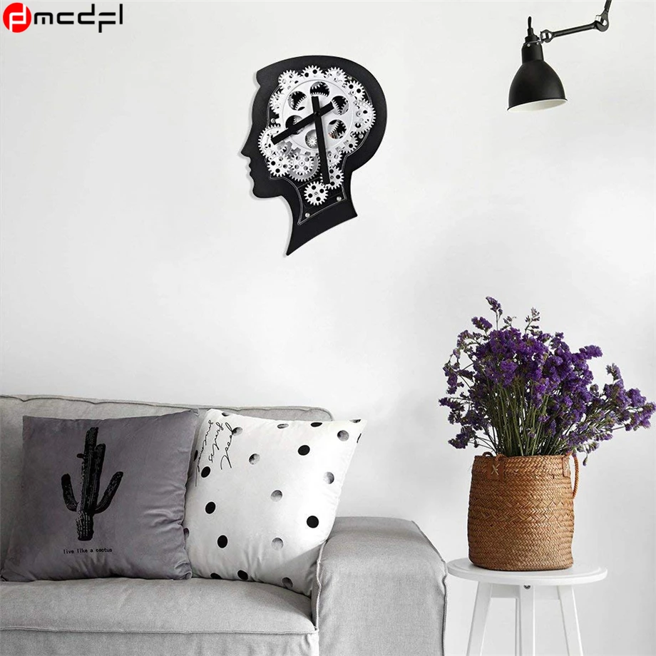 

Horloge Murale Design Moderne Novelty Brain Moving Gear Wall Clock Mechanical Large Wall Clock For Home Decoration