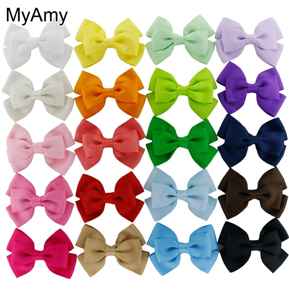 MyAmy Free Shipping 40pcs/lot 3'' solid grosgrain ribbon hair bows ...