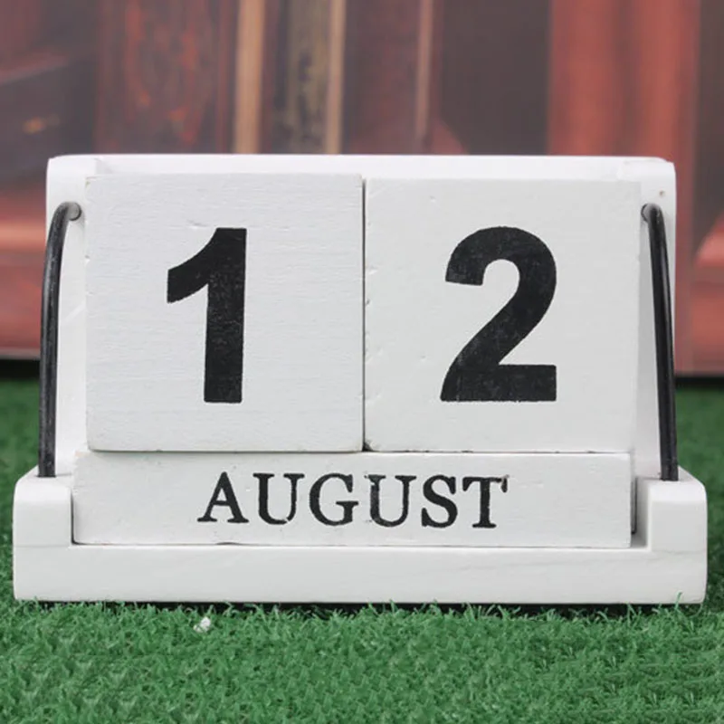 Винтажный стиль вечный календарь деревянный блок украшение для офисного стола 2019ing