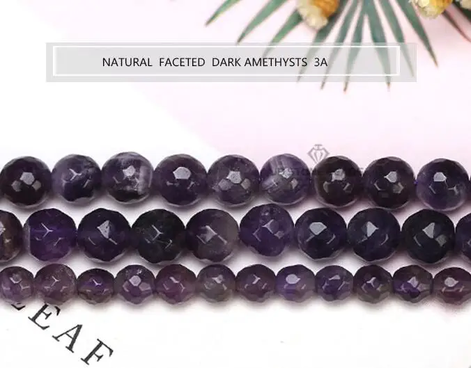 6 Colors Natural Faceted Amethyst Beads Violet Quartz Amethyst Gemstone Fancey Bracelet Necklace Accessory For Jewelry Making - Цвет: CUT 3A DARK AMETHYST