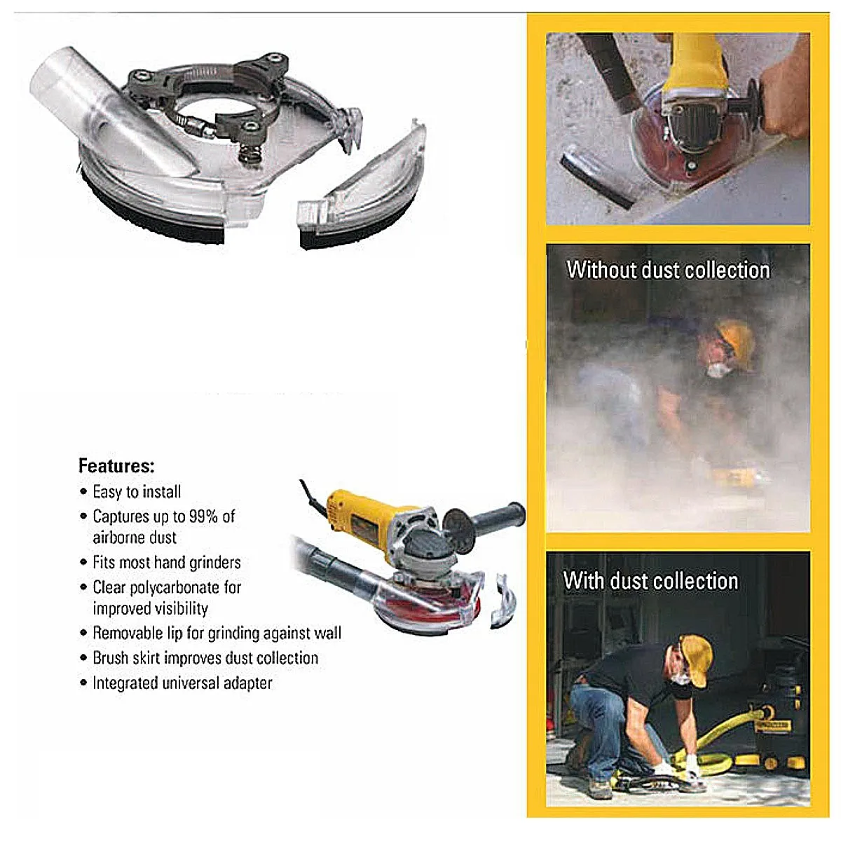 

Clear Dust Shroud Kit Dry Grinding Dust Cover for Angle Grinder 100-125mm Hand Grinder Power Tool Accessories Vacuum Dust Cover