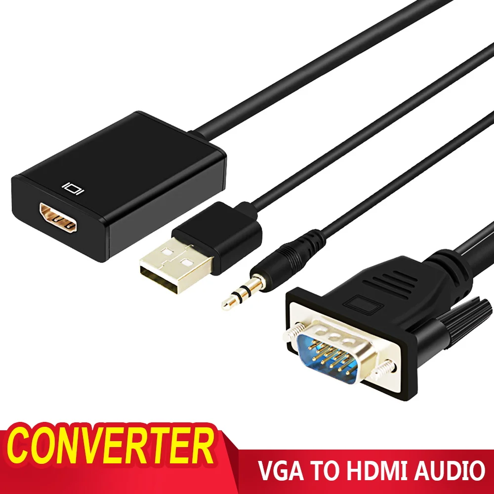 1080P Высокое качество Портативный разъем и воспроизведение VGA к HDMI выход Аудио ТВ AV