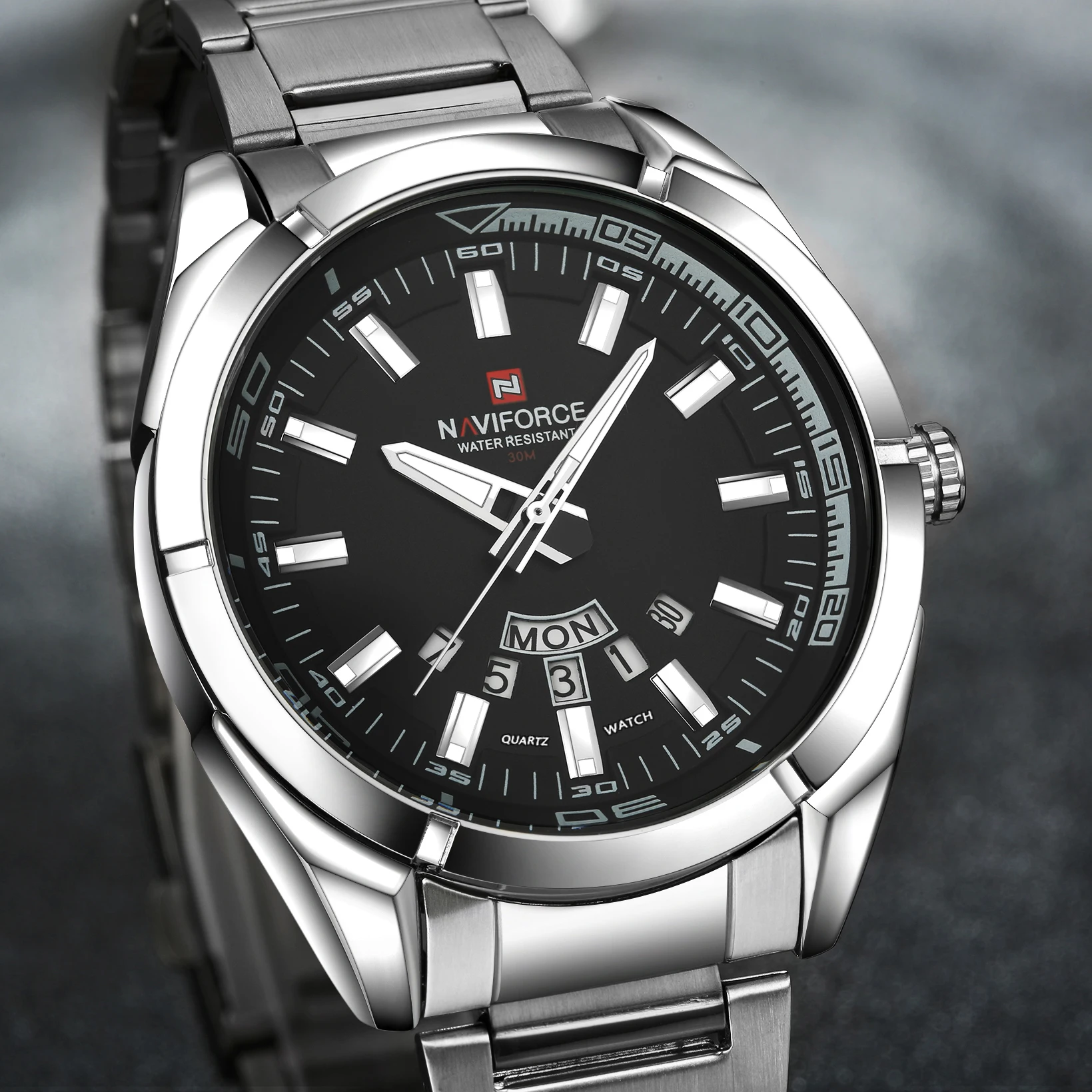 NAVIFORCE Military Watches Quartz Analog Clock Luxury Men Watch Stainless Steel Strap Waterproof Sp
