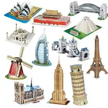 Игрушек! 3D головоломка Бумажная модель игрушки Мир мини известная архитектура ветряная мельница наклоняющаяся башня Тяньаньмэнь Эйфелева башня тадж махал