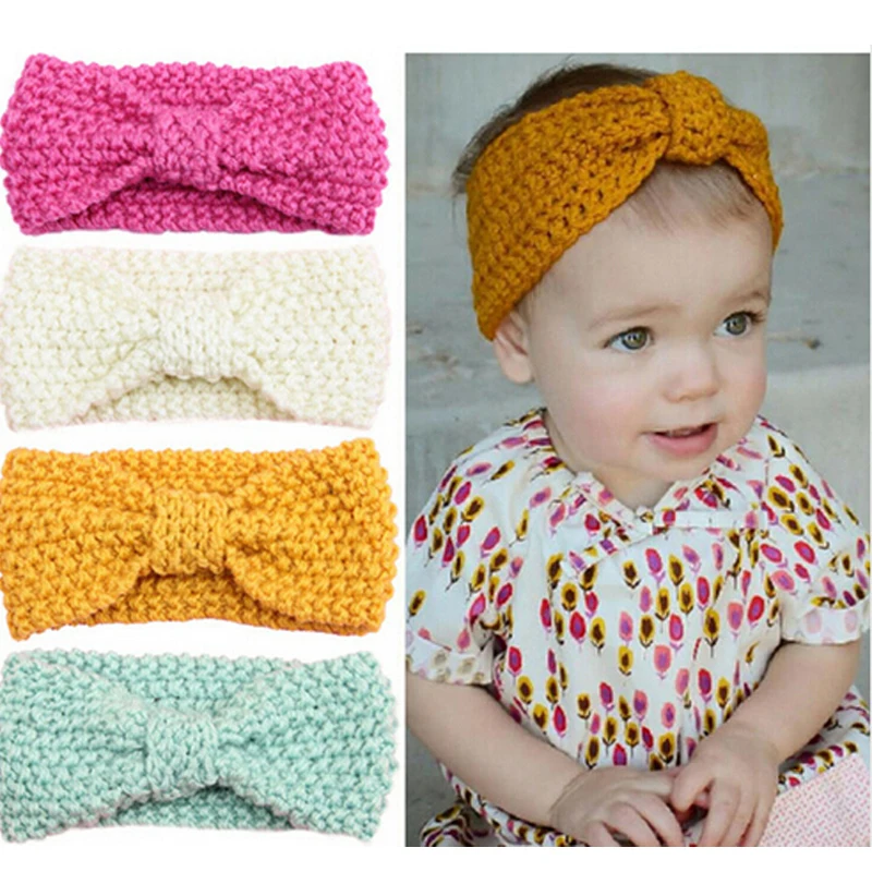 Newborn Crochet Knit Top Knot Elastic Turban Headband Head Wrap Hair