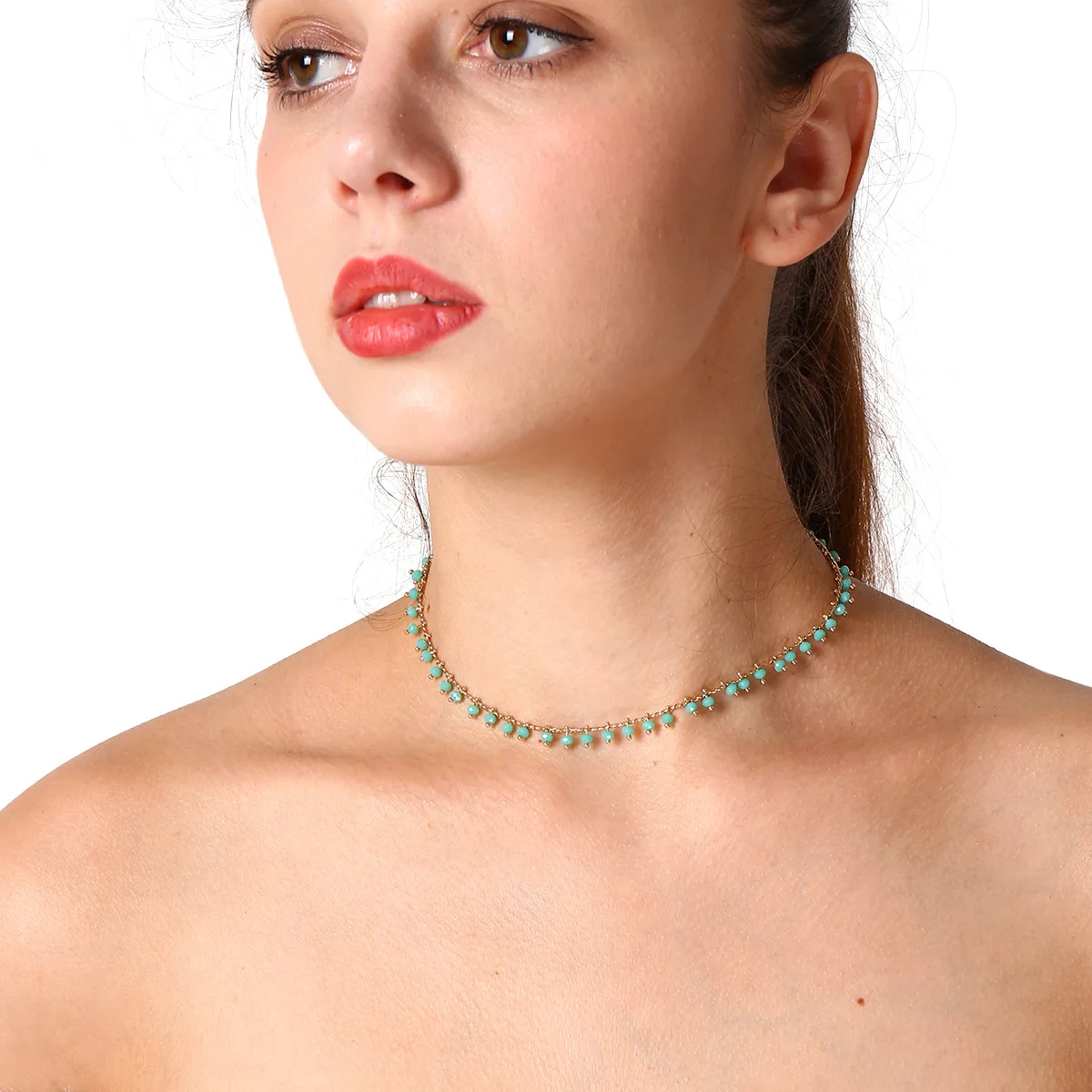 JCYMONG Новое зеленое черное акриловое ожерелье-чокер с бусинами Бохо нежный золотистый цвет цепочка ожерелье для женщин дамское ожерелье