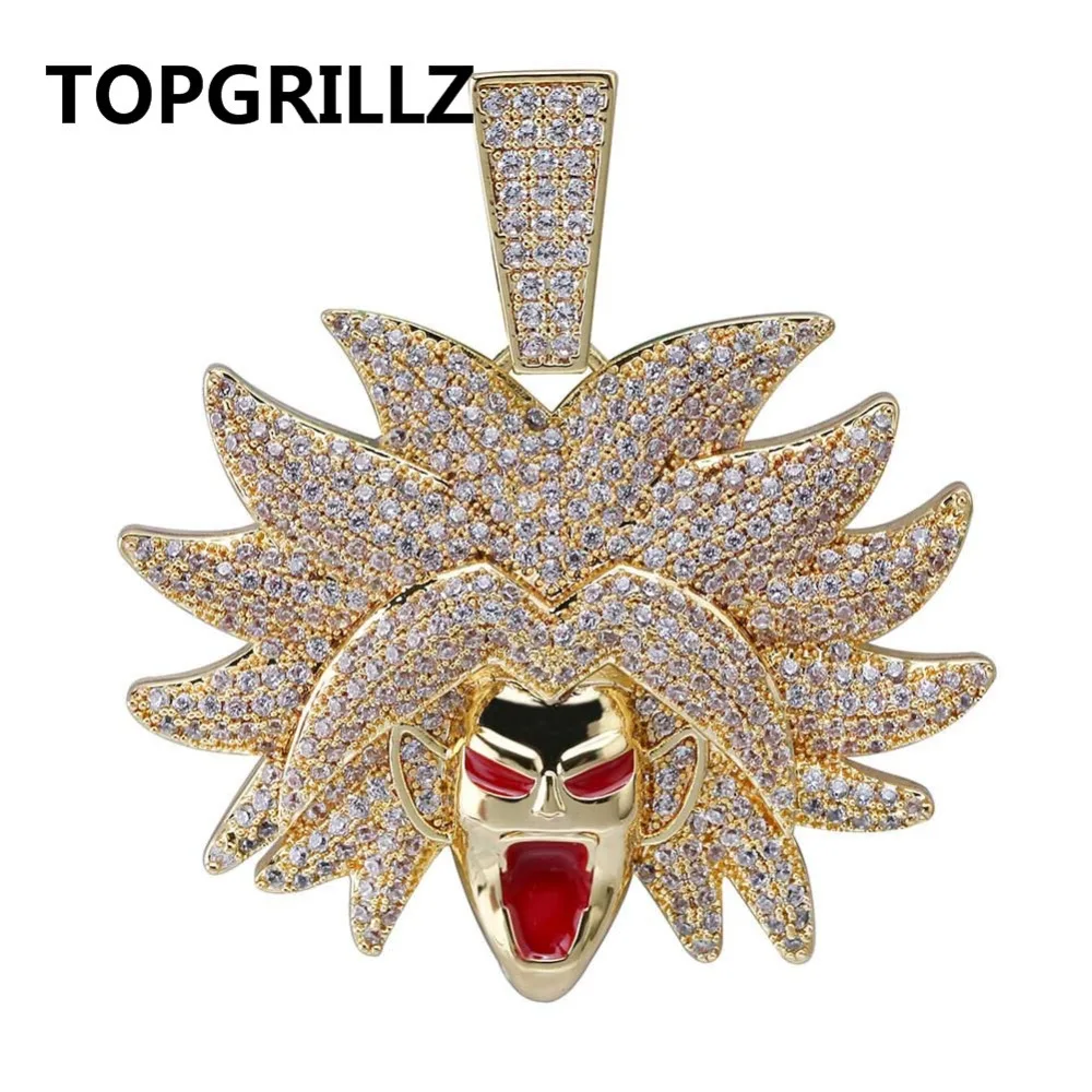 TOPGRILLZ Dragon Ball Broly Pendant Necklace Iced Out Cubic Zircon Hip
