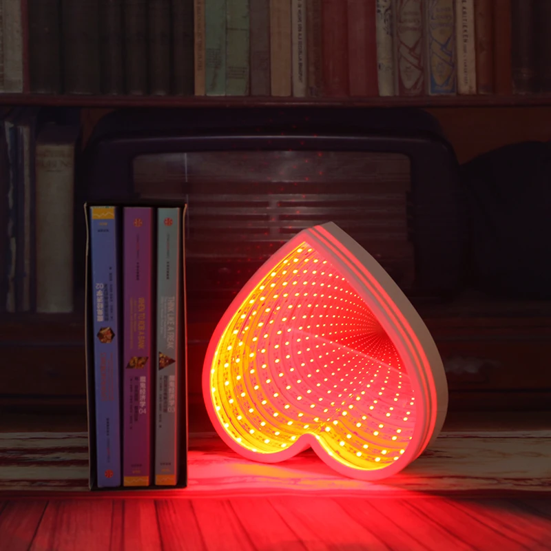 

LED Table Light Luminary Magic Mirror 3D Tunnel Light House Decoration LED Heart Light