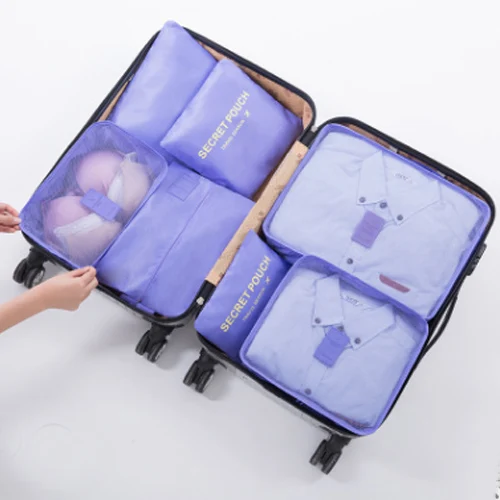 7 шт. высококачественные однотонные диванные подушки дорожный Набор из 7 из толстого водонепроницаемого материала; хранение чемоданов сумка Спальня, дорожная сумка для хранения - Цвет: purple