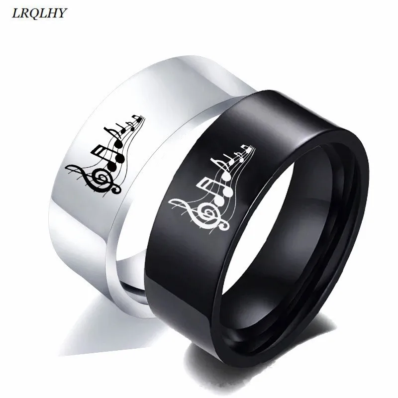 

fashion ring Music melodies music symbols Titanium metal finger ring simple jewelry Music hobbies are essential